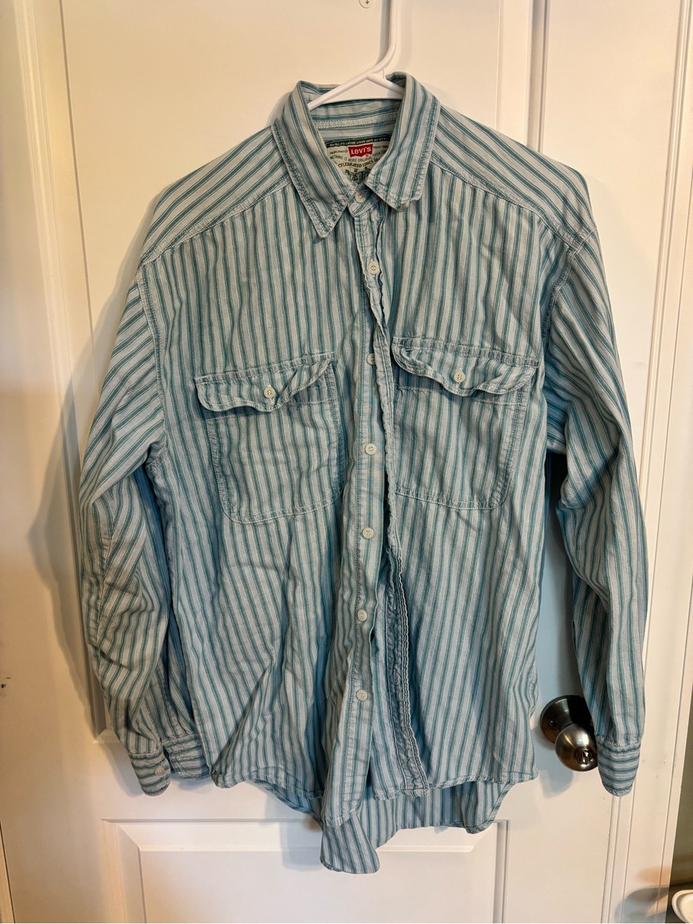 Vintage Levi's Light Blue Striped Button-Up Shirt